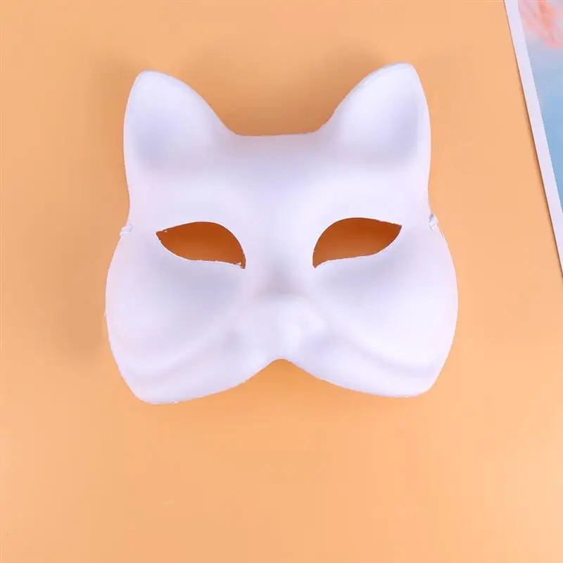 White Blank Mask Fox Mask Japanese Hand Painted Japanese Style Half Prom For Cosplay Party Kid Woman 12pcs party masks face mask 3d face masks