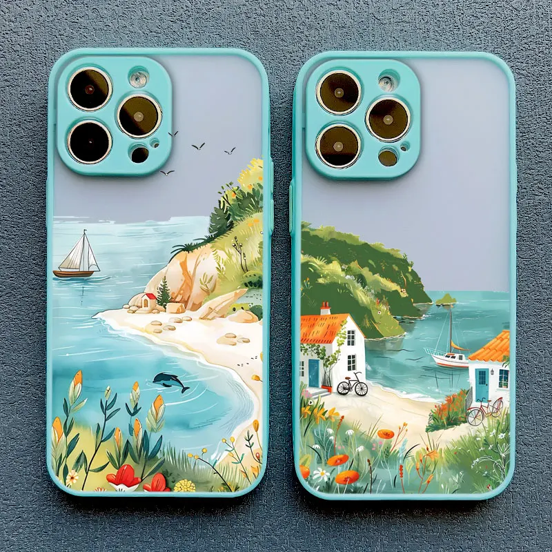 Strandlandschaft Wellen-Muster Handyhülle für iPhone 17 15 16 Pro Max Plus 14 13 12 11 Pro Max Mini XS XR X 16 Plus Schutzhüllen – Detail 11