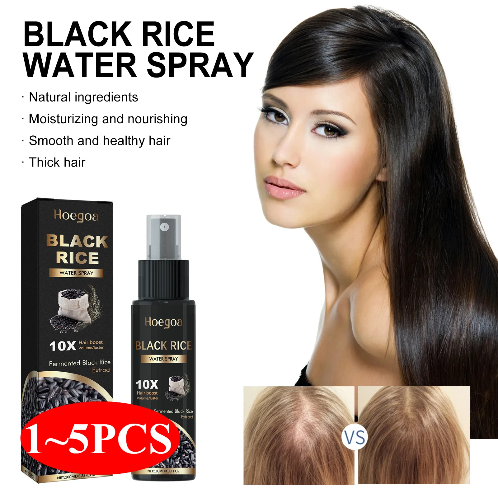 Black Rice Water Hair Care Spray Deep Moisturise Strengthens Hair Roots Ginger Scalp Care Repair Essence Fluid
