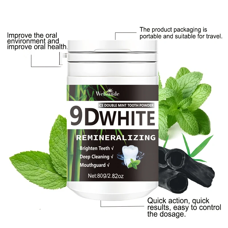 2PCS Hydroxyapatite Tooth Powder for Whitening and Fresh Breath