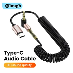 Flexible Car Spring AUX Cable Type-C/Lightning/3.5MM To 3.5MM Jack Audio Cable For iPhone Connect To Speaker Headphone Adapter