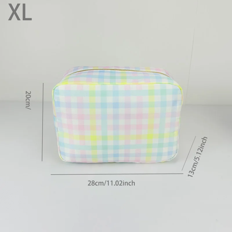 New Large Size Rainbow Plaid Fanny Pack Chest Pack Toiletry Storage Pouch Grid Outdoor Fanny Pack Travel Wash Cosmetic Bag Gift