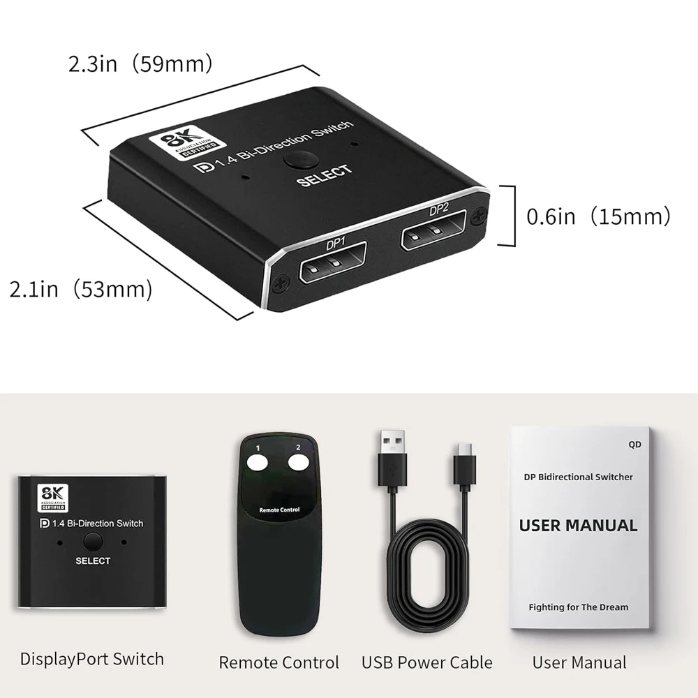 FSU 8K Displayport 1.4 ġ Displayport  й ó Displayport KVM 2X1 1X2 ÷ Ʈ 8K/30Hz 4K/120Hz