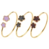 Adjustable Stainless Steel Gold-Plated Five-Leaf Flower Open Bangle Classic For Man Woman Luxury Party Jewelry Lucky Clover 1