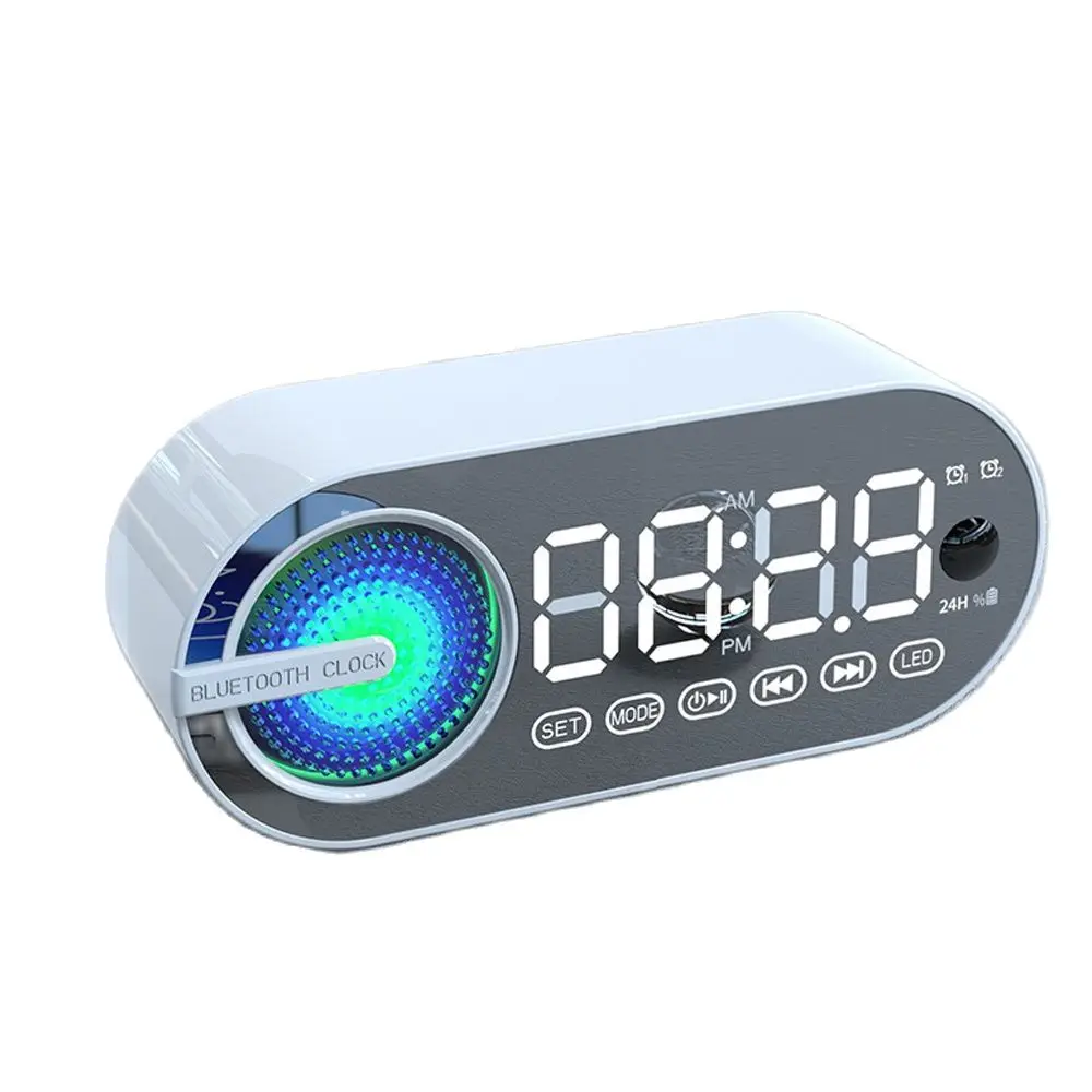 Wireless Bluetooth Alarm Clock Mirror Electronic Digital Clock Dual