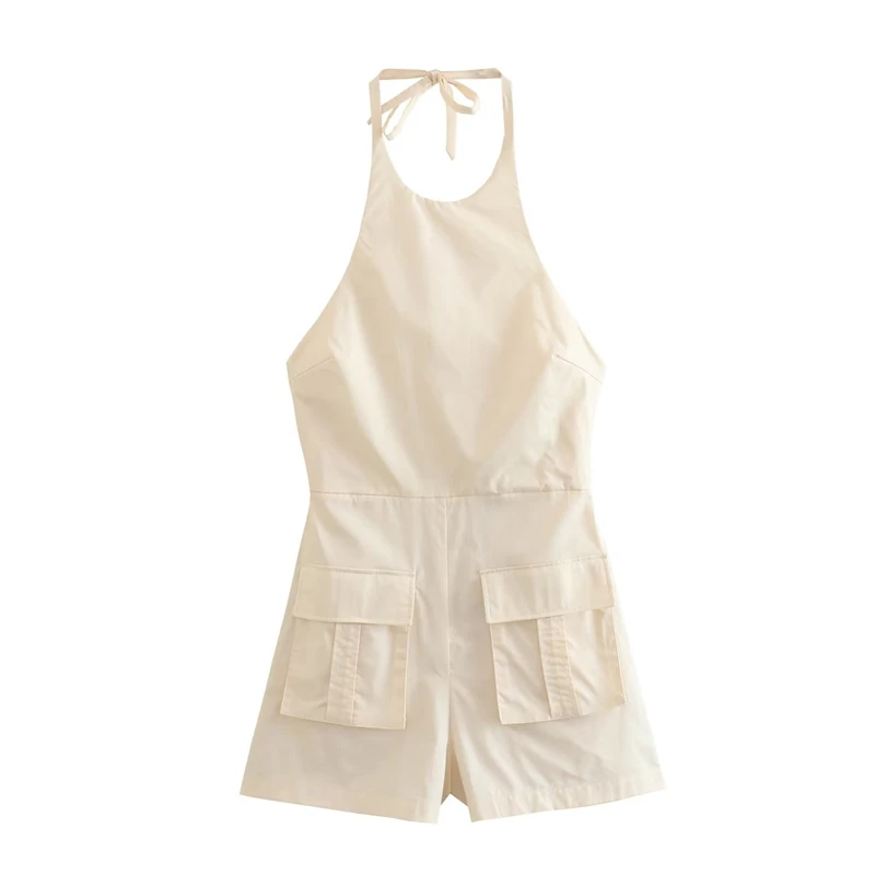 

2023 Summer New Sexy Hot Girl Temperament Backless Casual Fashion Tooling Hanging Neck Jumpsuit's