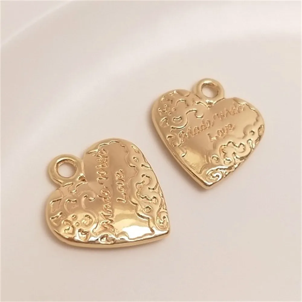 14K Gold-filled LOVE Love Pendant European and American Retro Heart Necklace Pendant Handmade DIY Jewelry Charm K071 european style ins luxury crystal jewelry box jewelry storage box high end exquisite creative desktop princess jewelry gift box