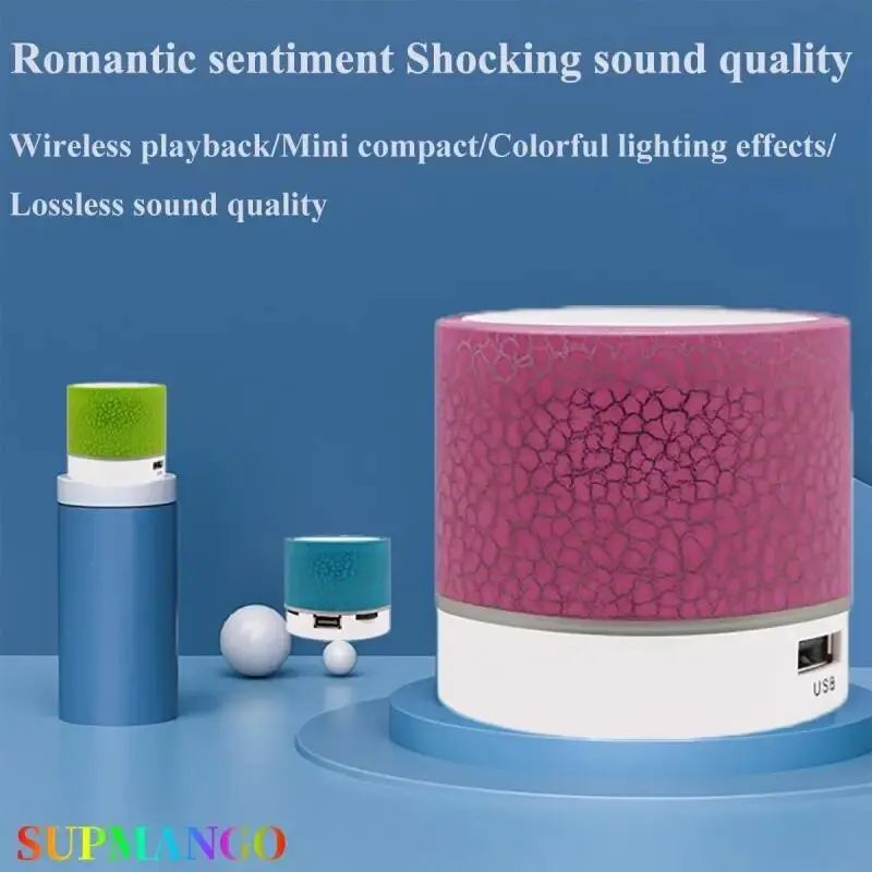 Bluetooth Speaker Mini Portable Car Audio A9 Dazzling Crack LED Wireless TF Card