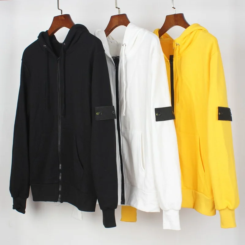 

Fashion Brand Zip Hoodies Men Solid Color Compass Patch Jacket High Street Zip Up Hoodie Casual Unisex Loose Sweatshirt Clothes