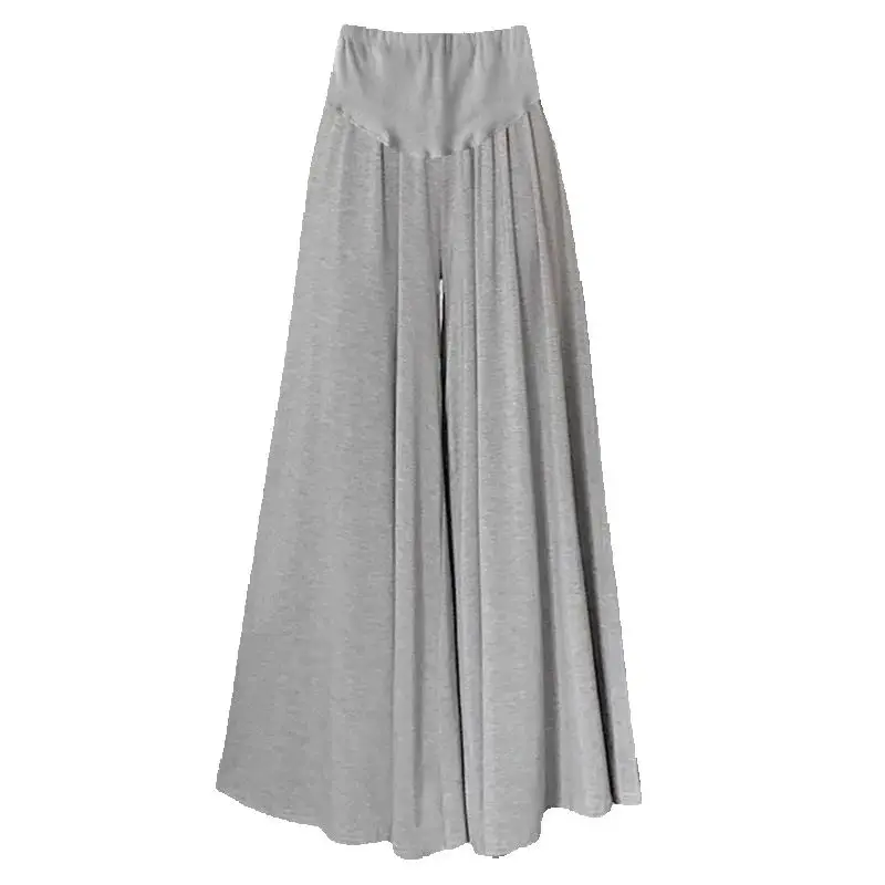 Korean Style Summer Pregnancy Belly Trousers Thin High Waist Wide Leg Floor-length Fashion Maternity Modal Pants Casual Trousers 4