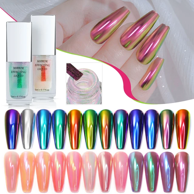 Liquid Type Mirror Chrome Powder Metallic Nail Gel Pearl Nail Polish  Semi-permanent Varnish Aurora Glitter Manicure Design Ntbj - Nail Gel -  AliExpress