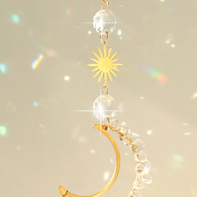 Crystal Suncatcher Üveggolyó Medál Ablak Függő Napsütő Hold Világos Fogó Szélcsengő Kerti Otthoni Dekoráció Karácsonyi Ajándék - Image 3