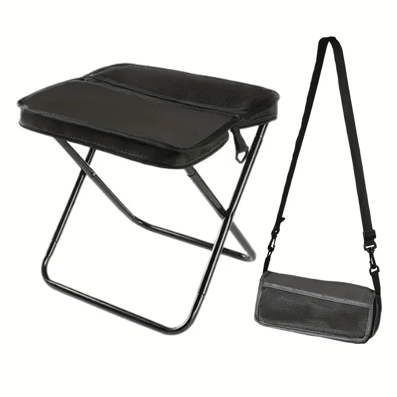 Description Picture 3 of item1pc Portable Folding Stool Outdoor Portable Simple Camping Equipment Shoulder Bag Stool Travel Camping Fishing Chair