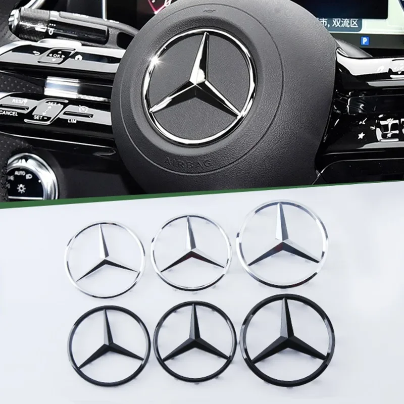 52/58mm ABS 3D hollow sticker car steering wheel center suitable for Mercedes-Benz AMG GLK W220 W212 W210 W204 W211 3d stickers