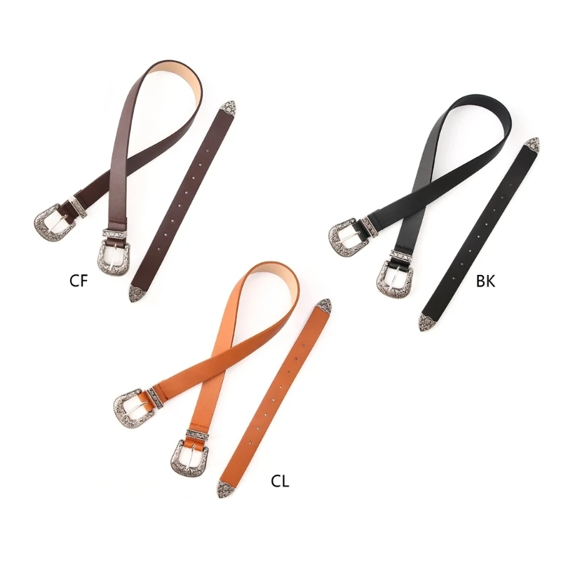 

Vintage Western Belt Double-Buckle Western Belt Buckle Belt Cowboy Belts For Men With Big Buckle Jeans Belt Leather Belt NEW