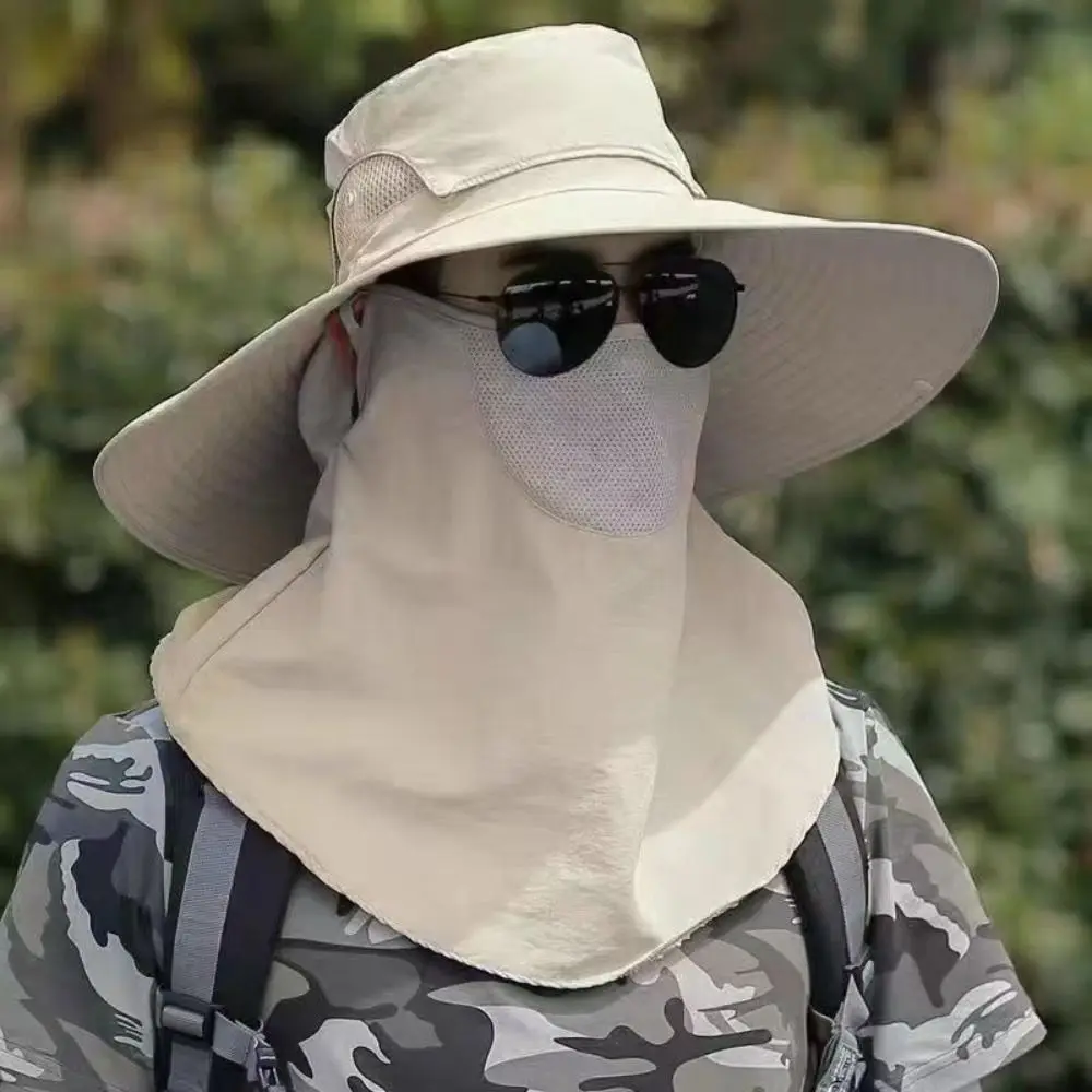 Balaclava Hat Caps Mask Set Bucket Hat Sunscreen UV Protection Fisherman Neck Flap Visor Sun Camping