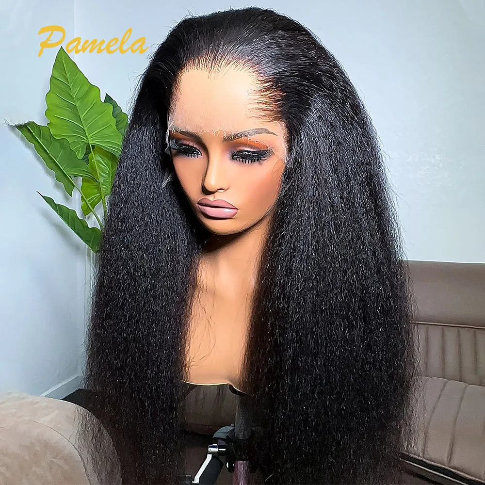 Lagos Hairline Kinky Straight 250 Density Human Hair Wigs 13x6 HD Lace Frontal Glueless Wigs Human Hair Preplucked Ready To Wear