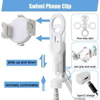 Magsafe tripod stand for iPhone, portable pocket sized selfie stick with rechargeable remote control and metal ring, extendable and detachable phone tripod, compatible with iPhone/Android (white) - Image 5