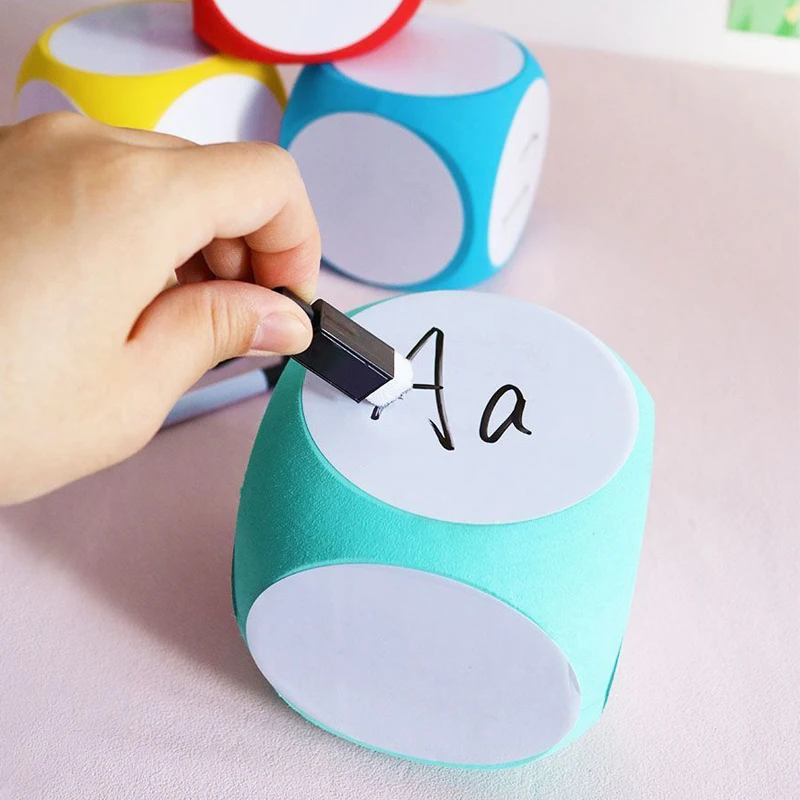 Dados em branco para ensino em sala de aula, Dry Apagar dados externos, portátil e limpável, cubos de jogo, DIY Write On e Wipe Off