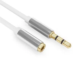 Premium Gold Plated 3.5mm Audio Extension Cable - Male to Female Stereo Earphone Extender - 1M (White)