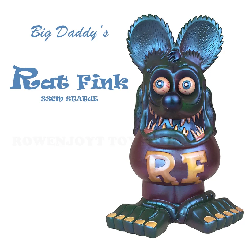 

Rat Fink 33cm Electroplated Blue Vinyl Big Model Doll Ornament Premium Edition RF Crazy Mouse Large Statue Gift Toy Figure