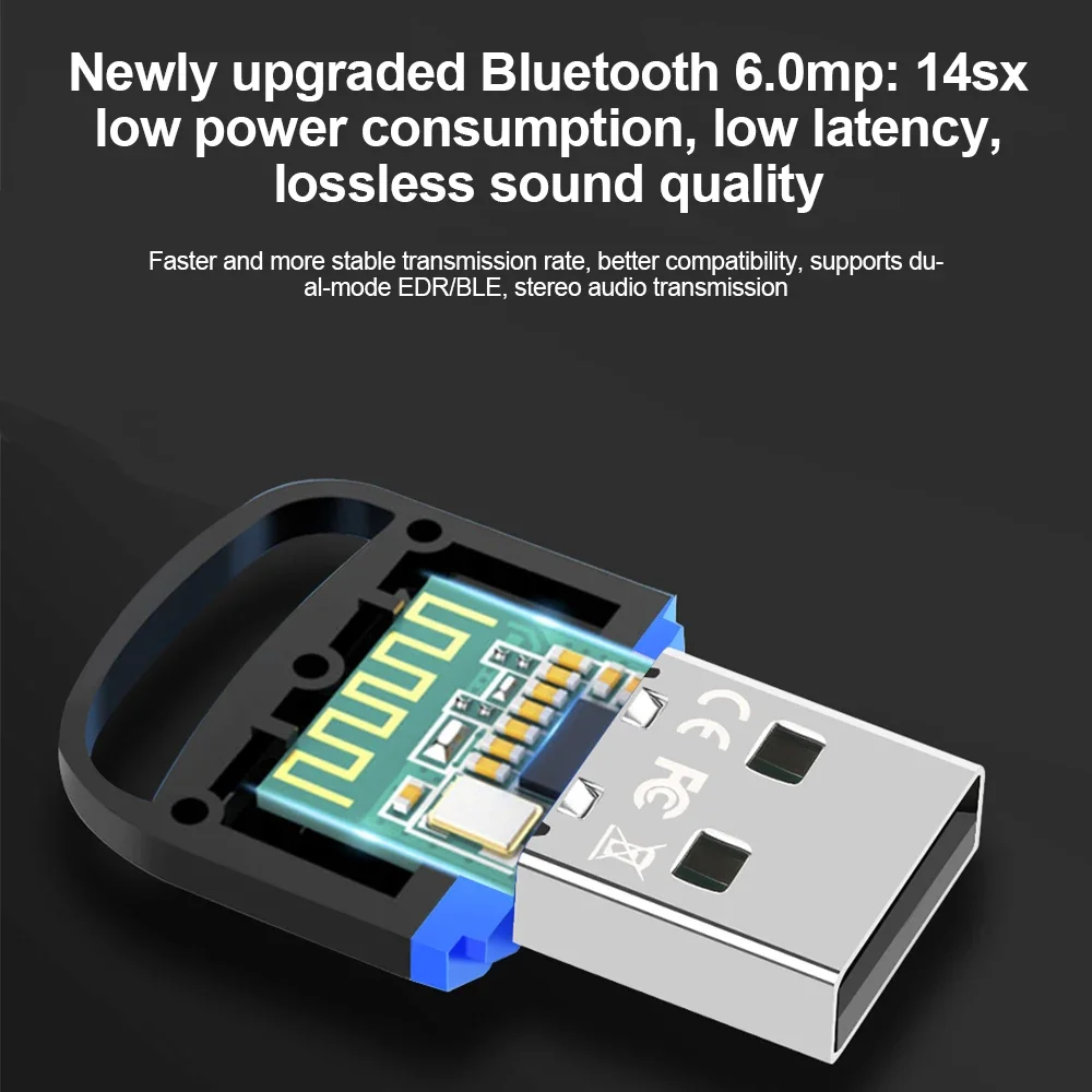 KEBIDUMEI USB 블루투스 6.0 송신기 무선 어댑터 블루투스5.4 동글(무선 마우스 키보드 헤드용 Win 11/10/8.1용)