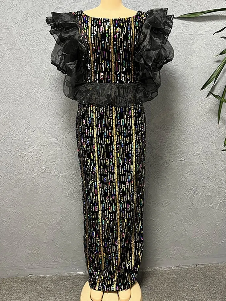 

African Dresses For Women Vetement Femme Dashiki Abaya Sequin Maxi Dress Africa Clothes Dashiki Ankara Dresses Summer Autumn New