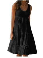 Oversized O Neck Sleeveless Ruffles Loose Beach Dress Women Boho Solid Color Plus Size Elegant Sundress Club Party Vestidos - Image 6