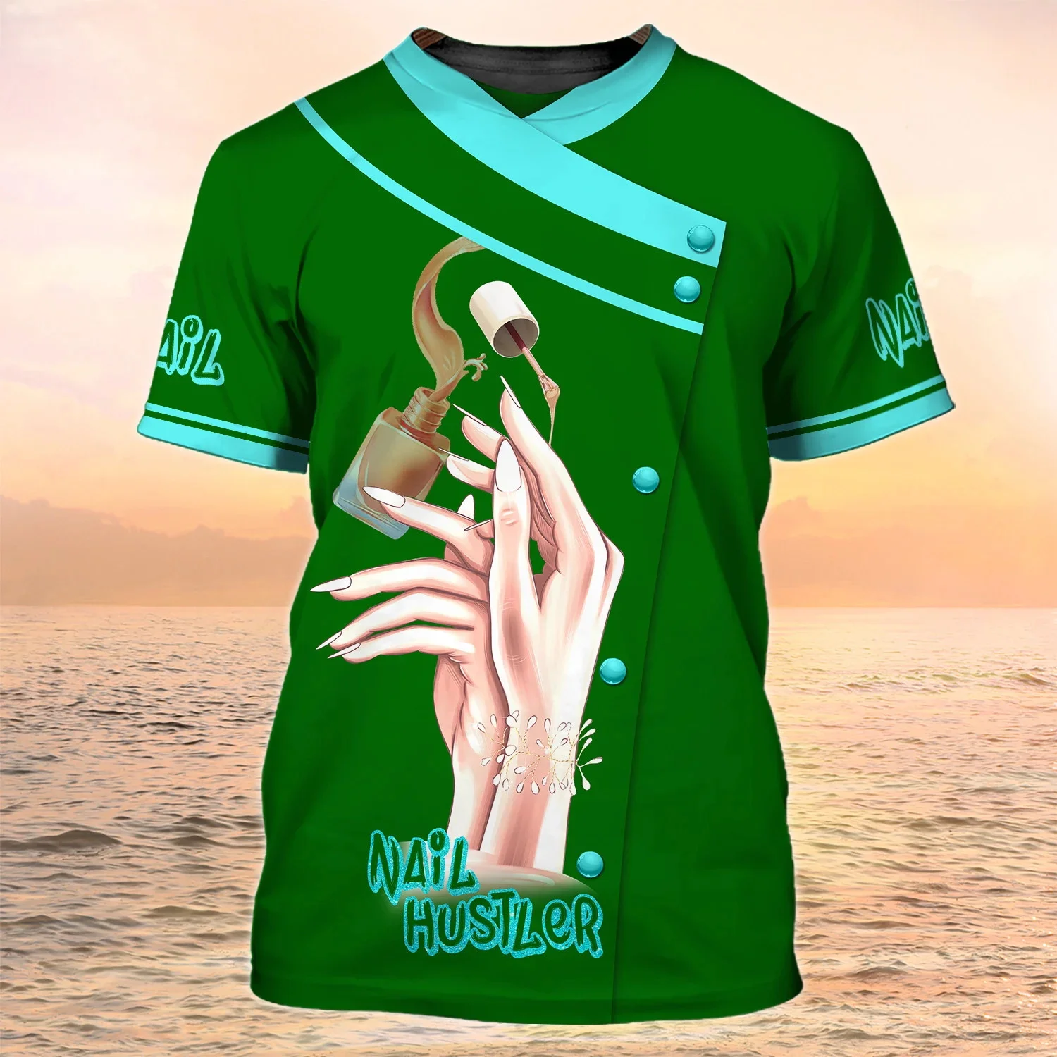 Neueste Sommer Mode männer T-shirt Nagel Techniker Nach Name 3D Gedruckt t shirt Unisex Casual Hemd Manicurist Uniform DW93 – Detail 31