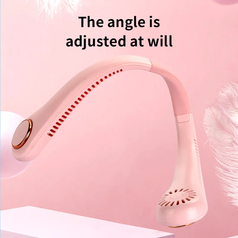 Portable Silent Fan Outdoor USB Rechargeable Vaneless Fan MINI Electric Silent Neck Belt Wearable Quick Cooling to Dispel Heat