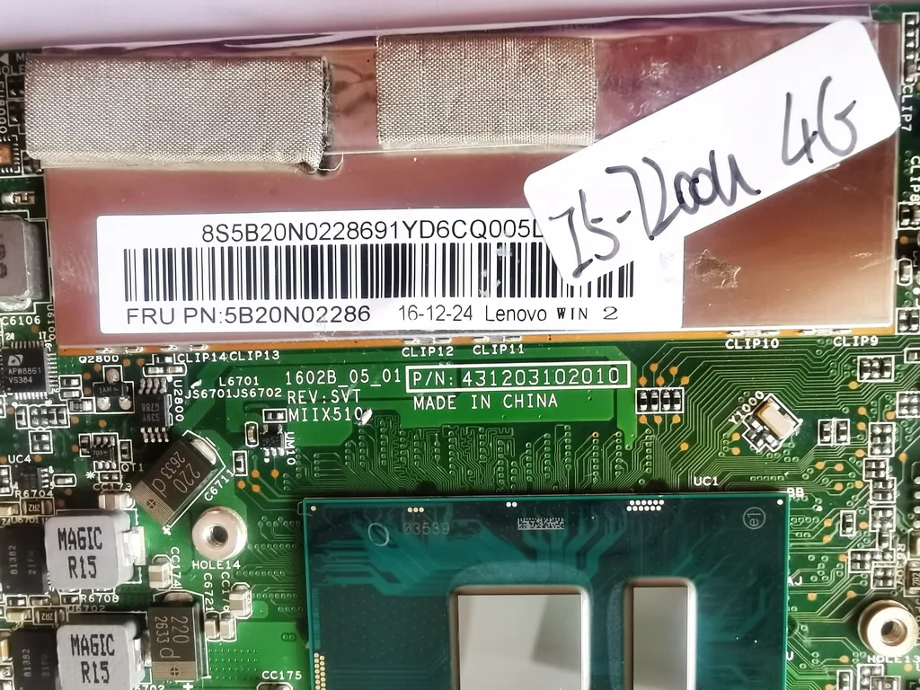 5B20Q41555 For Lenovo Miix 510-12IKB Tablet Motherboard with I3 I5 I7 CPU 4GB 8GB RAM 5B20N02286 5B20N02278 100% tested