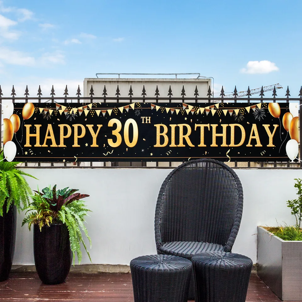 Decorazione di Festa per Il 50 ° Compleanno Oro Nero, Extra Grande Poster di Tessuto in Oro Nero