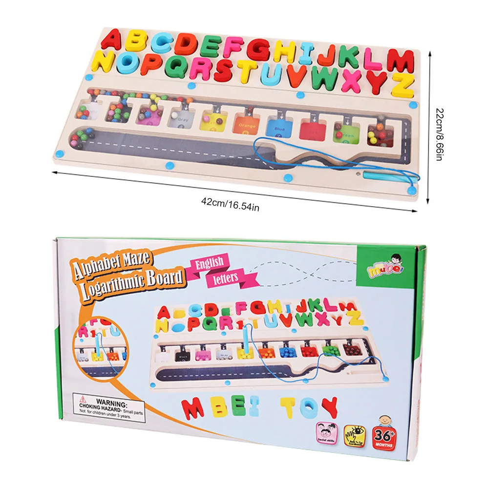 Montessori ABC Letters Sorting Board Magnetic Color and Number Maze Counting Matching Toys Gifts for Boys Girls 3 4 5 Years Old