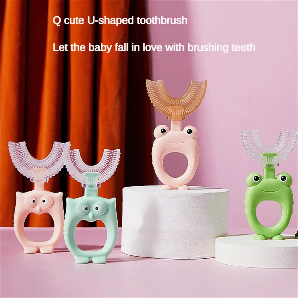 

Frog Children's U-shaped Silicone Toothbrush Gingival Protection Manual Oral Cleaning Artifact Baby Care Soft Hair Toothbrush