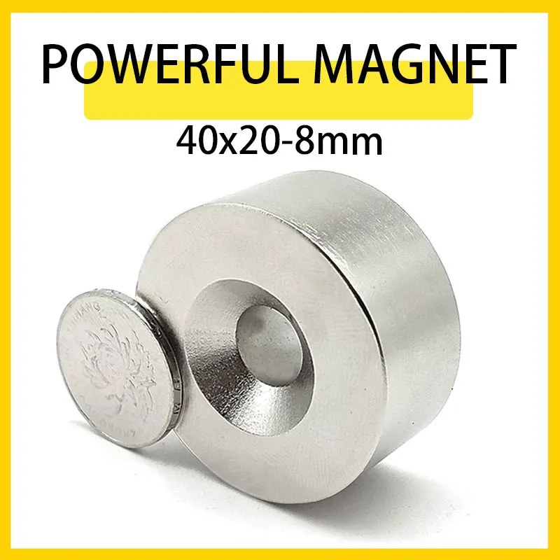 

1/2/3/5PCS 40x20-8mm Neodymium Magnet 40mm x 20mm Hole 8mm Round Super Powerful Strong Permanent Magnetic Disc