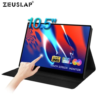 ZEUSLAP 터치 휴대용 모니터 100%, 어도비 RGB, 10.5 인치 1920*1280 디스플레이, 헤드폰 포트 포함, 노트북 미니 PC 스위치 PS4 Xbox용