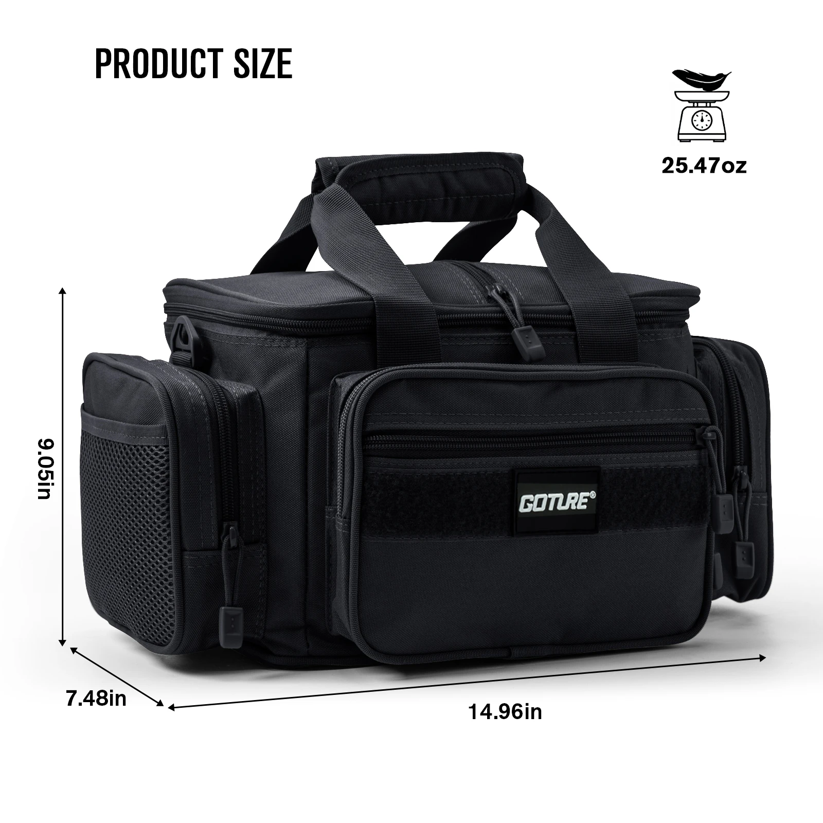 Goture 야외 다기능 방수 사냥 낚시 허리 가방 14.96*9.05*7.48in 여행 어깨 가방 빠른 배달