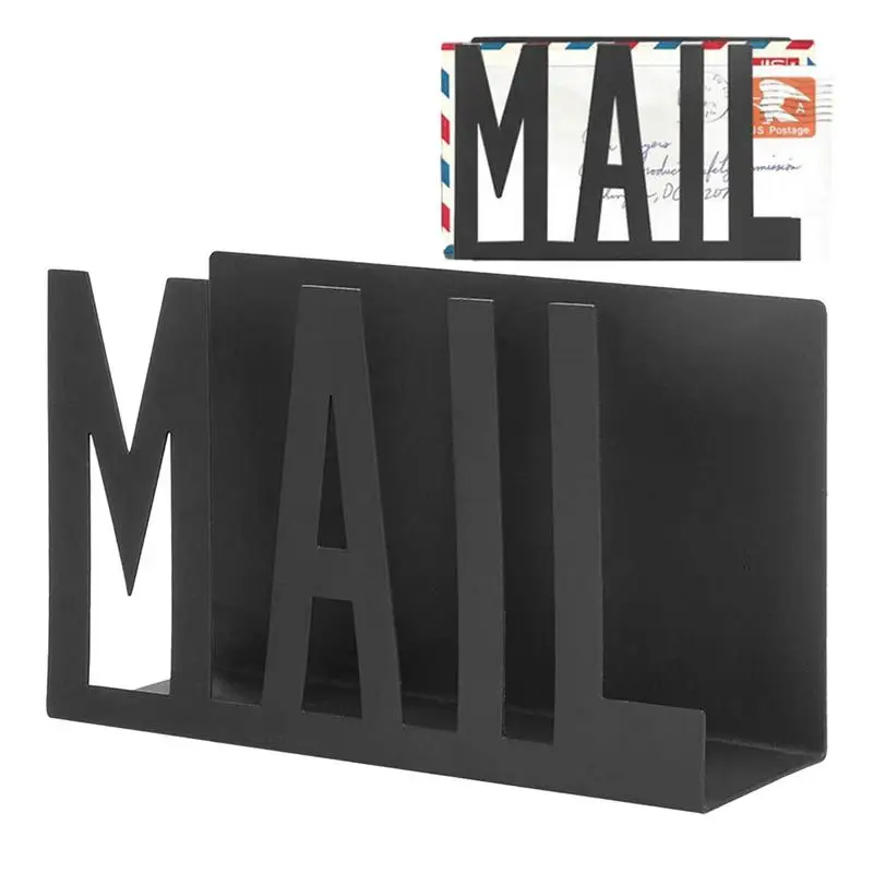 Metal Letter Sorter Metal Mail Organizer Desk Document Rack For Desktop School Organization Stylish Black Mail Holder For