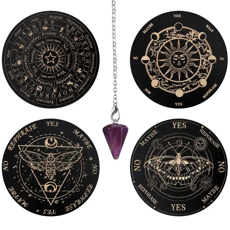 

Pendulum Board Wood Divination Pendulum Board Array Crystal Energy Plates Cup Mat Ornaments Household Supplies Accessories