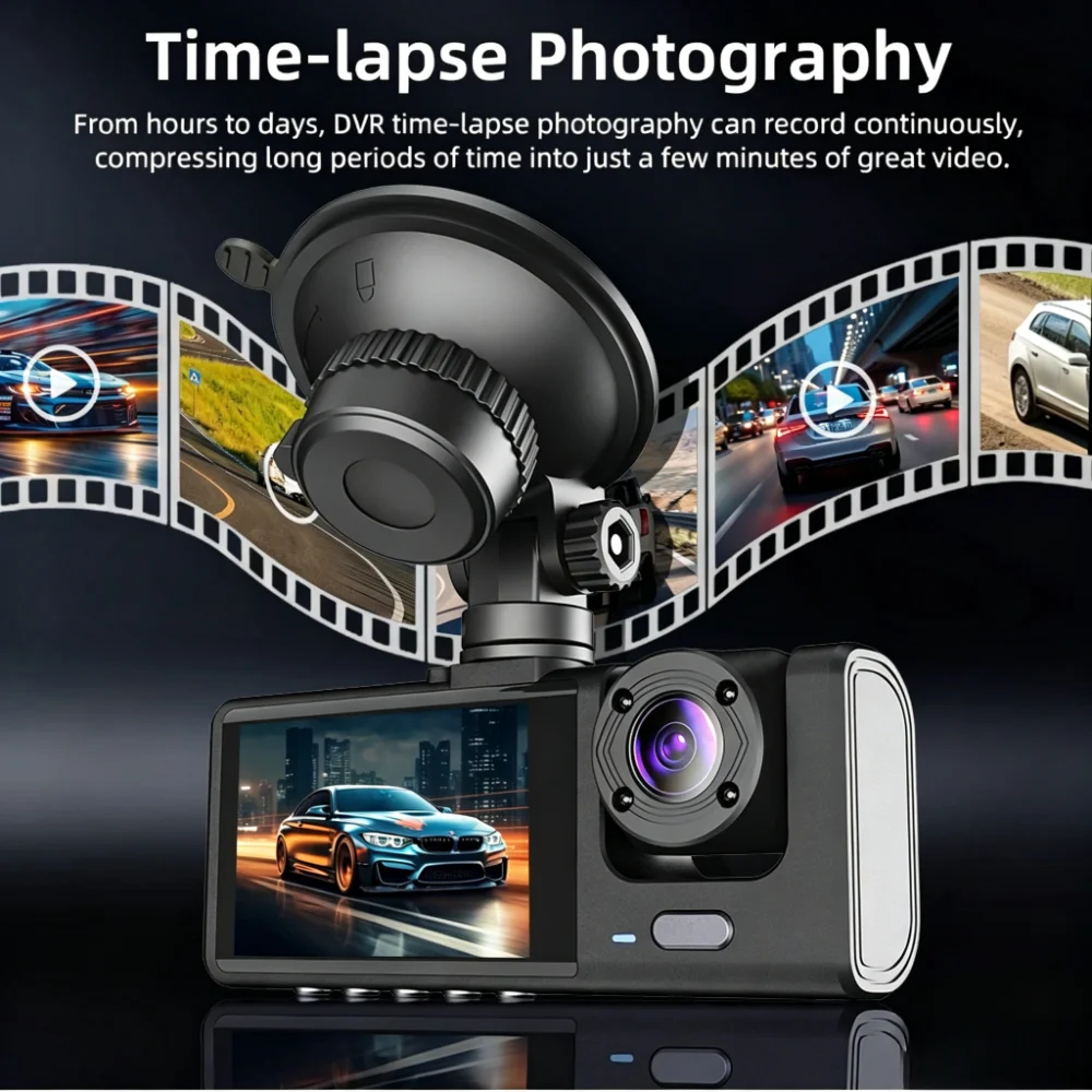 Dash Cam for Cars 1080P Dual Camera, Front & Inside & Rear, Car Camera with IR Night Vision, Loop Recording, Wide Angle Car DVR - 6