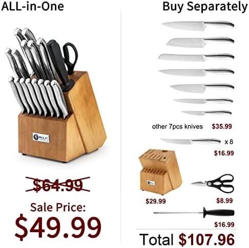 Set, 18-Piece Kitchen Knife Set with Block Wooden, Manual Sharpening for  Chef Knife Set, German Stainless Steel - AliExpress