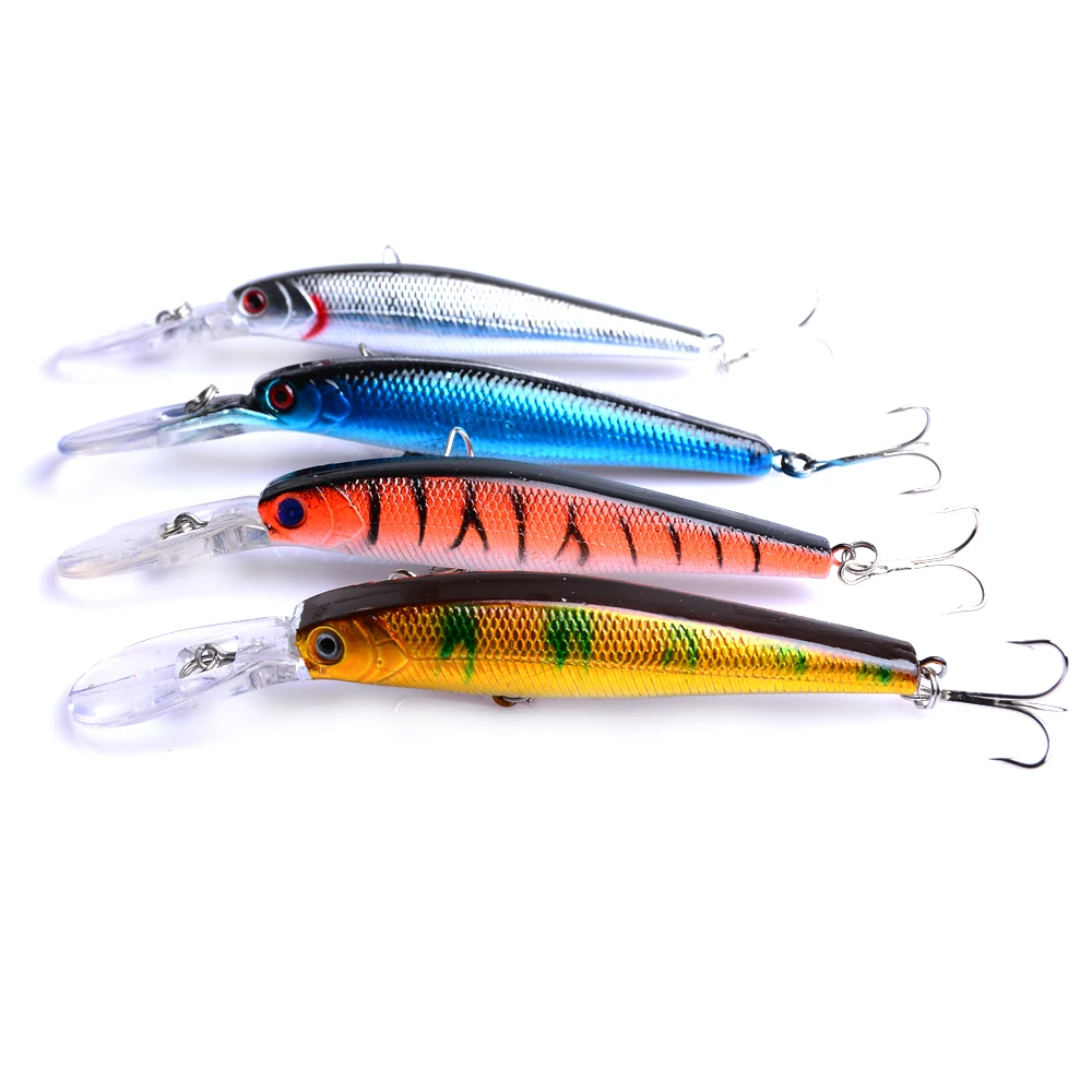 

4PCS/Lot Mixed Color Floating Minnow Fishing Lure Set Diving Swimbait Wobbler Crankbait Artificial Bait Carp Bass Fishing Tackle