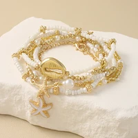 Athena Multi-Layer Starfish & Shell Anklet for Women - Image 3