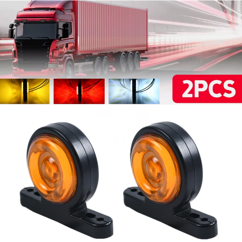 2x 24v Amber Neon Led Side Marker Lights Truck Scania Man Daf Volvo W/ Brackets On - View #7