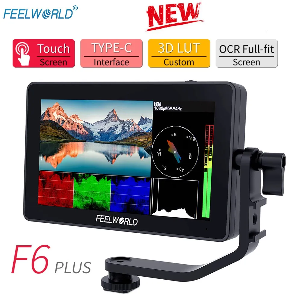 FEELWORLD F6 PLUS 5.5 Inch on Camera DSLR Field Monitor 3D LUT Touch Screen IPS FHD 1920x1080 Video Focus Assist Support 4K HDMI