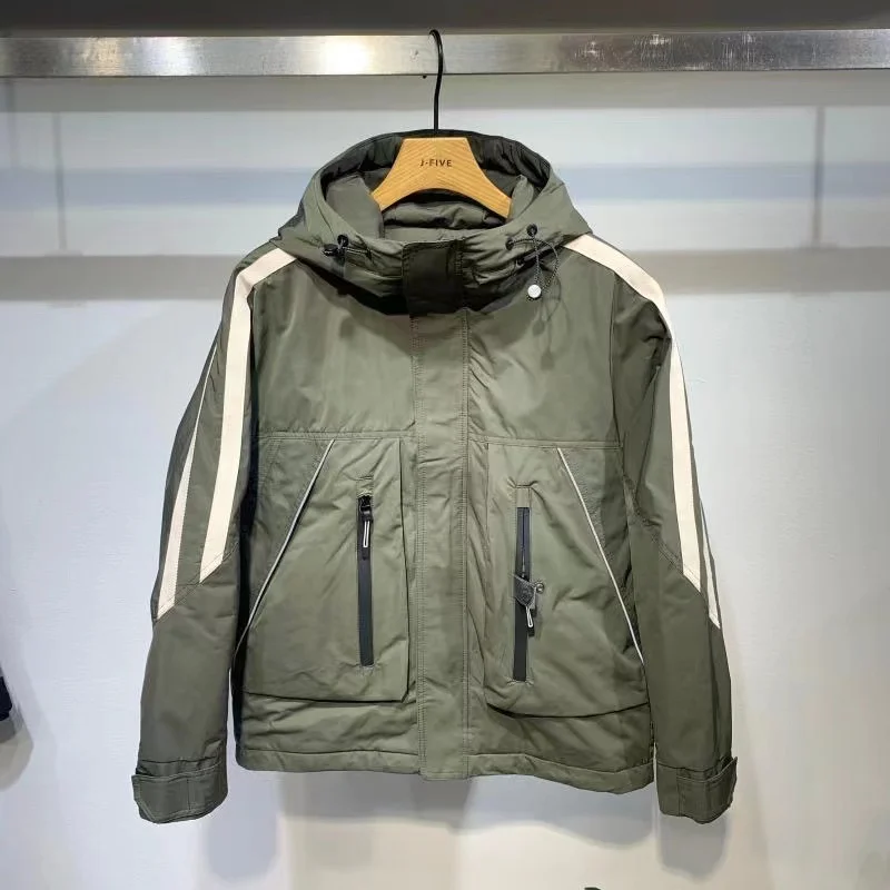 

Брюки мужские с большими карманами, повседневные модные короткие штаны с капюшоном, ветрозащитные, водонепроницаемые, для горного туризма, Осень-зима