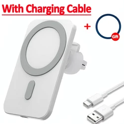 Magnetic Wireless Car Charger with Air Vent Phone Holder Clip (With type c cable)