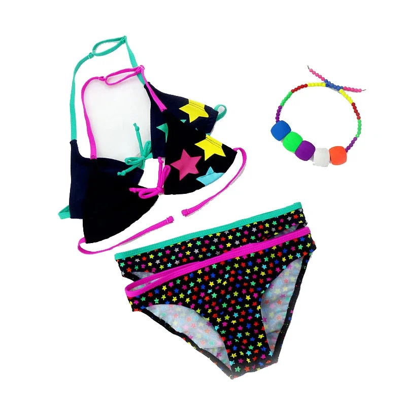 New Summer Bathing Suit Girls Split Two-pieces Swimwear Children Cute Star Pattern Split Bikini Girls Swimsuit two piece swimsuit kids two piece swimwear