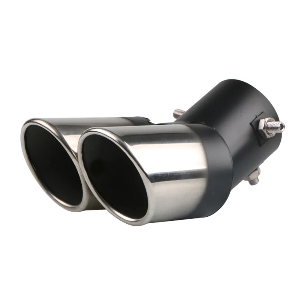 Car Exhaust Muffler Tip Stainless Steel Tail Throat Tailpipe Dual Outlet Tail Pipe Muffler Car Modification Parts