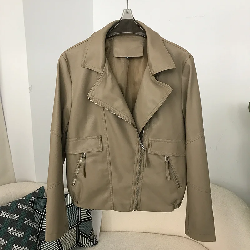 Ailegogo-Chaqueta De Piel De Cordero Sintética Para Mujer, Abrigo Gruo Y Cálido Con Cinturón, Ropa De Calle Femenina, Con Cremallera, Holgado, Para Motociclista, Para Otoño E Invierno - AliExprs